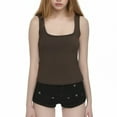 thumbnail image 2 of Wang6 Ribbed Tank Tops for Women Causal Sleeveless Square Neck Tops Summer Slim Fit Workout Tees Cami T-Shirts Coffee L, 2 of 4
