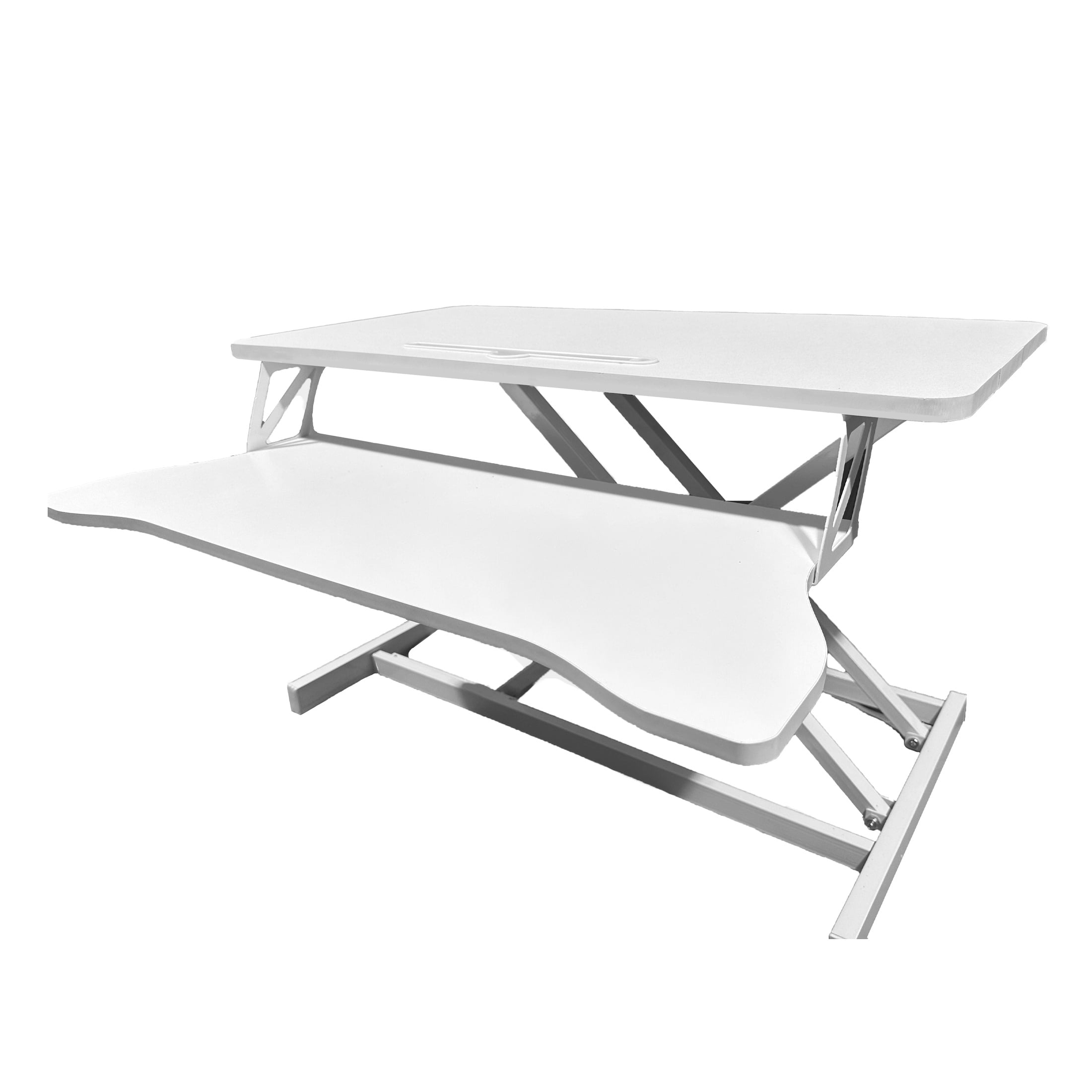 PORKISS Desk Converter, Height Adjustable Standing Desk Converter, Laptop Workstation with Keyboard Tray, White