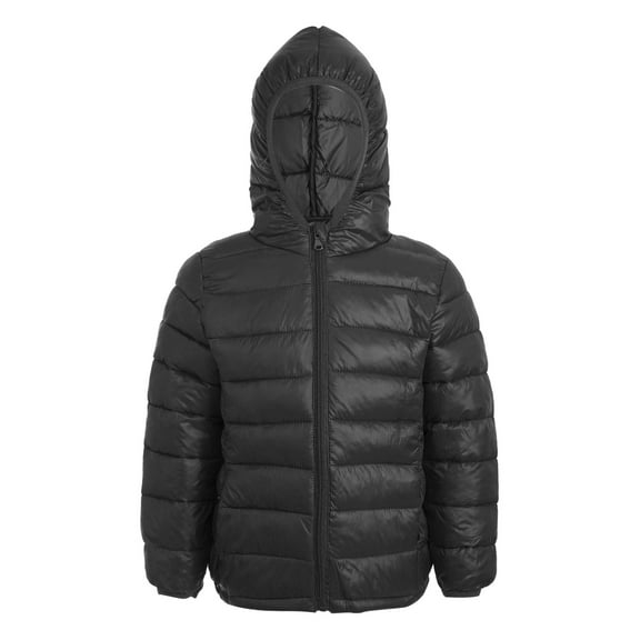 MSemis Puffer Jacket Winter Hooded Coat Lightweight Outwear for Kids Girls Boys Toddler Black 7-8
