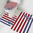 thumbnail image 3 of Anchor Red Bath Mat 3 Piece Bathroom Rug Set, Modern Navy Blue White Striped Nautical Non Slip Bath Rug Contour Mat and Toilet Lid Cover, Absorbent Shower Mats Soft Bath Rugs and Mats Sets, 3 of 8