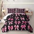 thumbnail image 2 of Erosebridal Kawaii Ribbon Bowknot Kids Twin Quilt Set,Girls Pink Bow-Tie Twin Coverlet Set,2pcs, 2 of 7