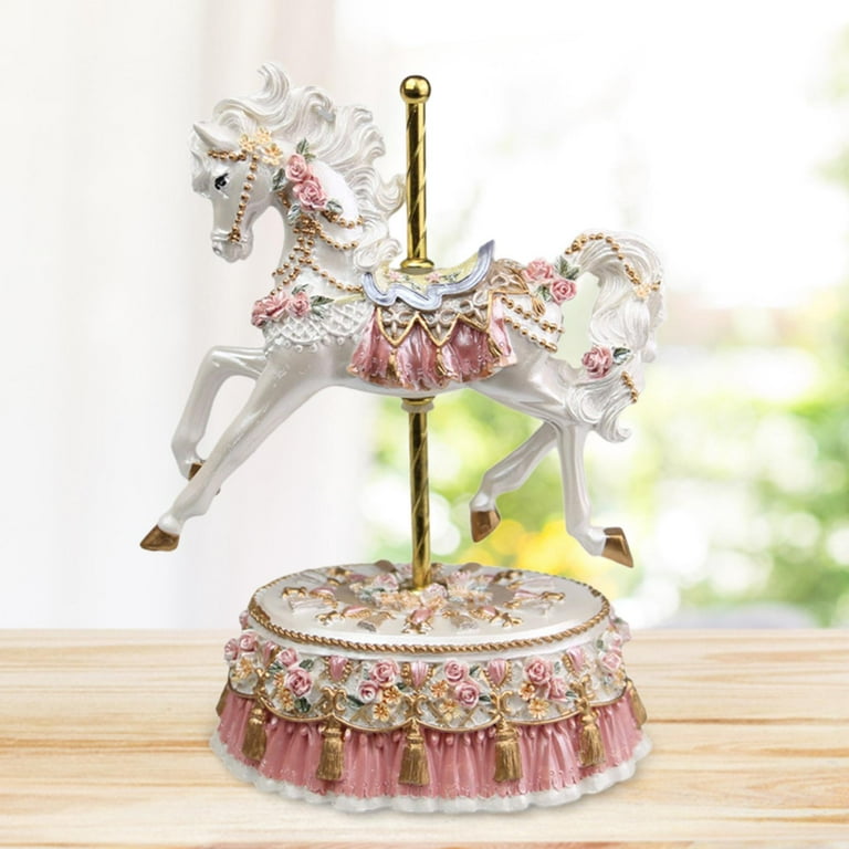 その他 CAROUSEL HORSE STATUE Colcolo Carousel Horse Statue Collectibles Music Box for Entrance