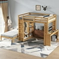 thumbnail image 3 of Newest Queen over Twin Bunk Bed with Dismountable Lower Bed & Desk - Solid Wood Frame, Built-in Wardrobe & Shelves, Convertible to Loft Bed, Natural, 3 of 9
