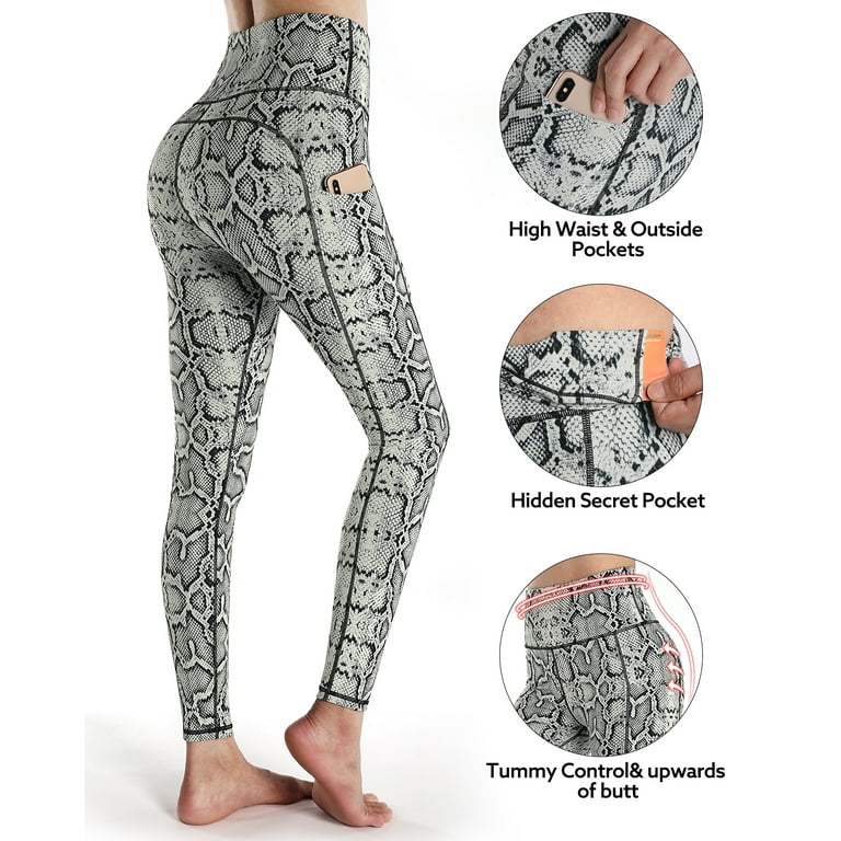 Eodora Womens High Waist Yoga Pants with Pockets Workout Running Leggings  Tie dye L 