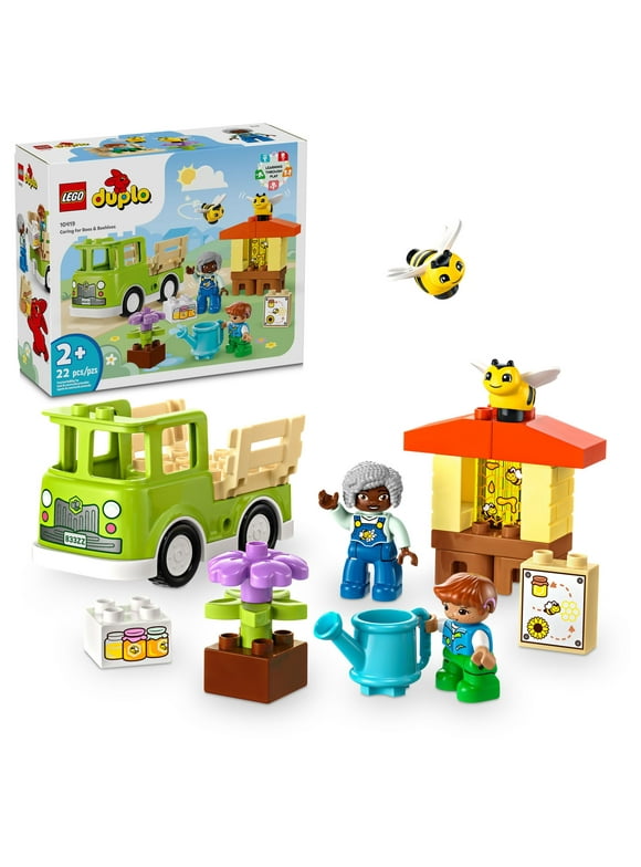 LEGO DUPLO Town Caring for Bees & Beehives Preschool Kids Learning Toy, 2 Figures and a Drivable Truck, STEM Toy,  Build-and-Rebuild Educational Set for Toddlers Ages 2 Years Old and Up, 10419