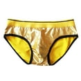 thumbnail image 1 of FhsagQ Underwear Men Underwear Brief Low Rise Super Fit Mens Triangle Pants Leather Reflective Gold and Underwear Elastic Tight Pants Men Underwear Boxers Brief Pack Gold L, 1 of 2