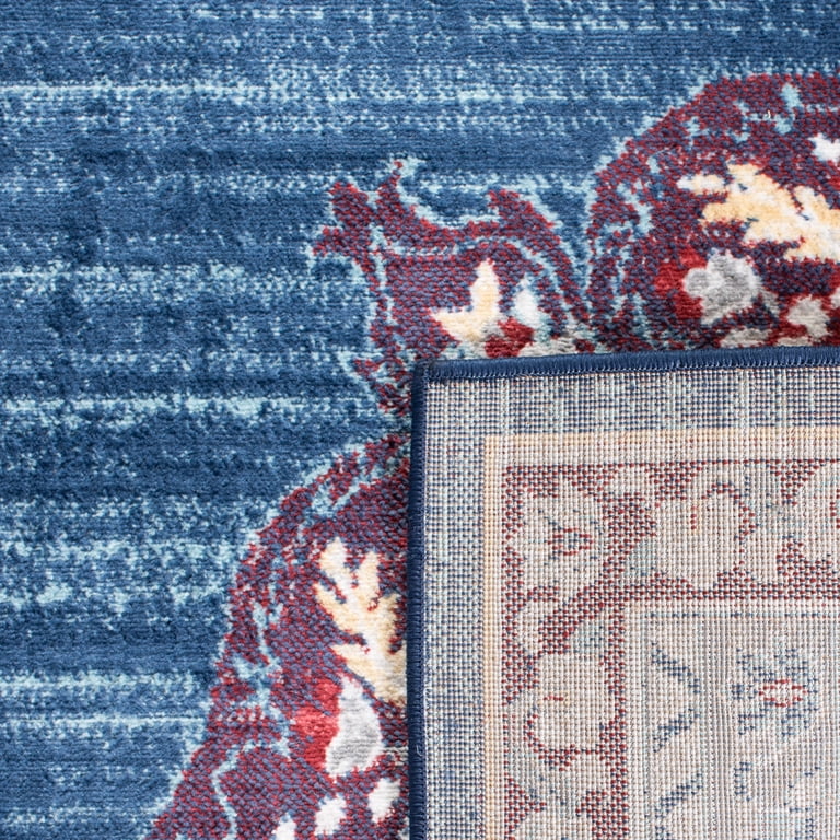 SAFAVIEH Brentwood Cahal Oriental Area Rug, Navy/Burgundy, 5' x 5