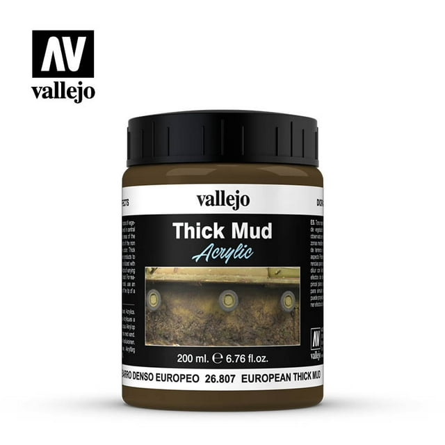 Vallejo Diorama FX Lodo Grueso 200 ml (6.76 fl.oz.) - Pigmentos Permanentes y Resinas Acrílicas Base Agua, Ideal para Miniaturas, Maquetas a Escala y Dioramas