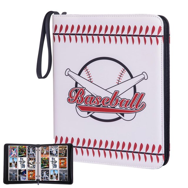 Carpeta para cartas de béisbol de 990 bolsillos, cuero PU con cierre de cremallera