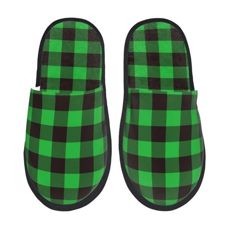 

Pofeuu Buffalo Plaid Green Black Print EVA Fuzzy House super light Slippers Slippers Scuff Outdoor Indoor Warm Cozy Plush Bedroom Shoes Soft Flat Comfy Anti-Slip-Large