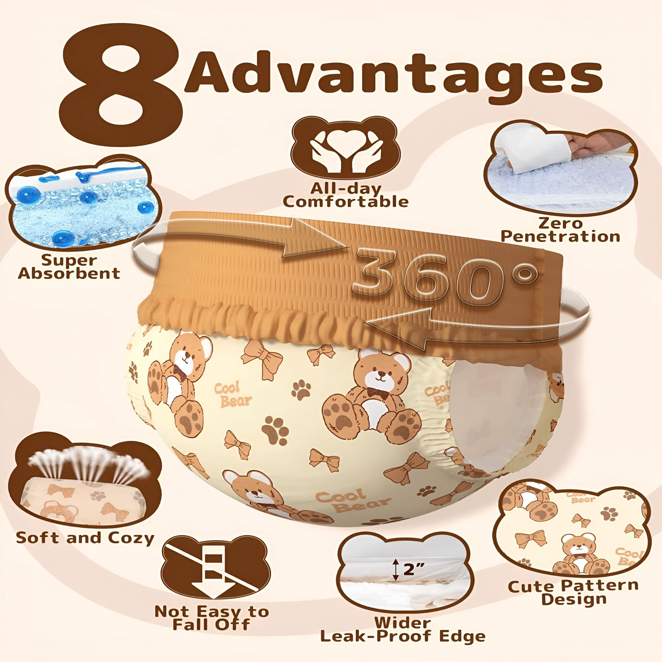GASTROPOD Disposable Dog Diapers Female (20-60PCS), Pull it Up Doggie Diapers for Female Dogs with 360° Stretchy Waist, Doggy Diapers for Dog in Heat Period, Super Absorbent Leak-Proof Puppy Diapers