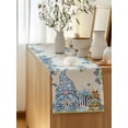 thumbnail image 5 of Table Runner 72 Inches Long for Kitchen Dining, Easter Dresser Scarf Farmhouse, Dining Table Decorations for Wedding/Parties, Farmhouse Retro Spring Rabbits Gnomes Blue Flowers 13 x 72 In, 5 of 8