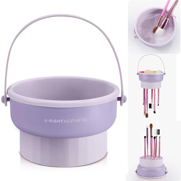 Limpiador de brochas de maquillaje 3 en 1 de silicona GOLIKEE Purple