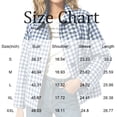 thumbnail image 3 of Women's Gingham Cropped Jacket Lapel Collar Loose Fit Casual Shacket, 3 of 6