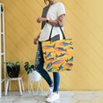thumbnail image 4 of FORMRS Womens Canvas Tote Bag with Zipper Inner Pocket Shoulder Handbag, Yellow Sardines Pattern, 4 of 7