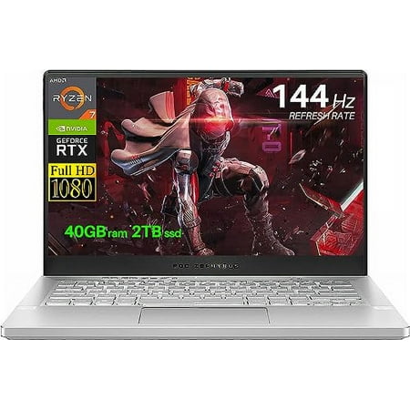 ASUS ROG Zephyrus G14 Gaming Laptop, 14" FHD 144HZ Display, AMD Ryzen 7 5800HS(Up to 4.4 GHz), NVIDIA GeForce RTX 3060 Graphics, 16GB RAM, 512GB SSD, WiFi 6, Windows 11 Home, Moonlight White
