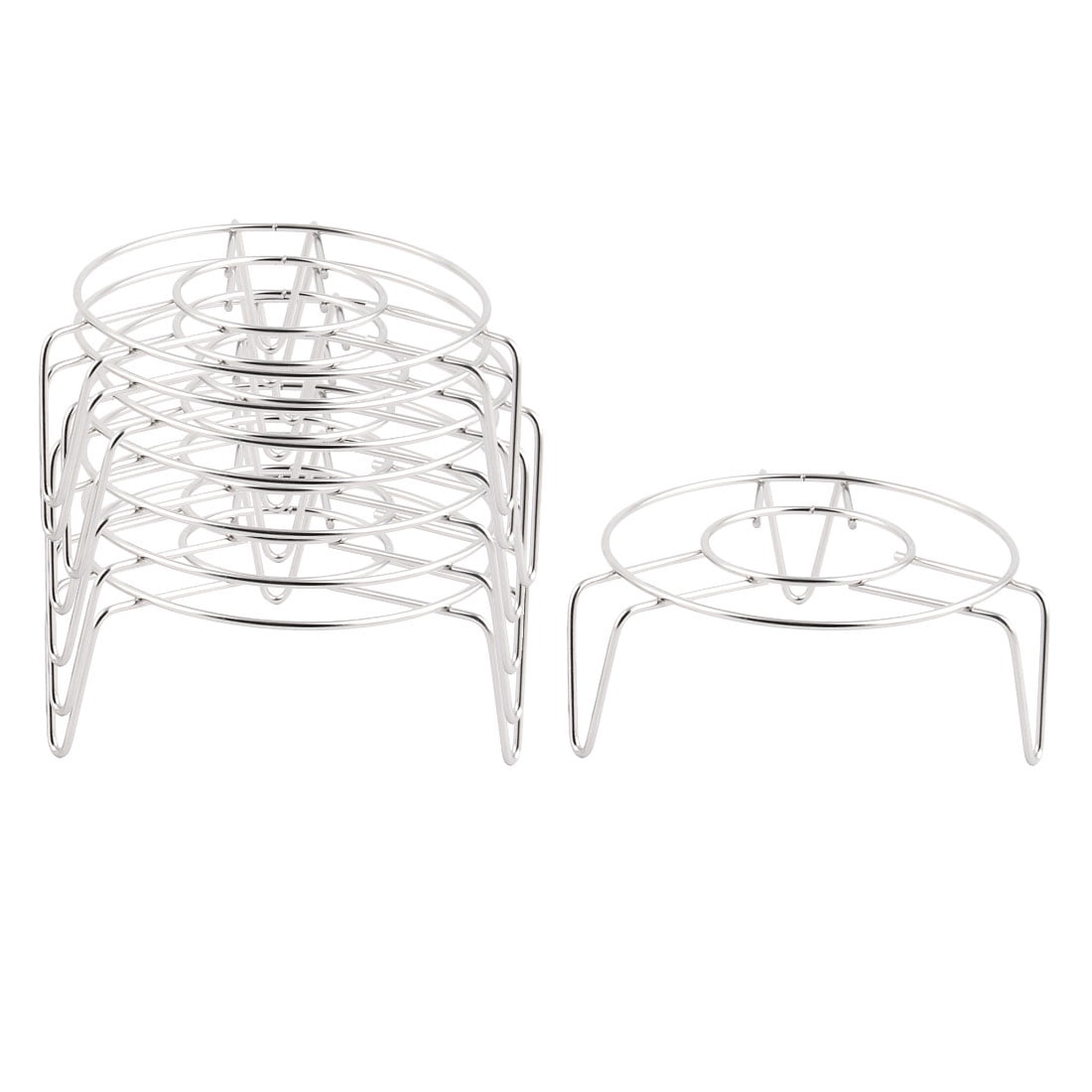 Household Kitchen Metal Round Food Bun Fish Steamer Rack Stand Silver