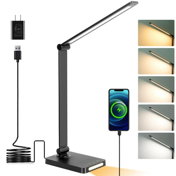 Lámpara de Escritorio LED Dott Arts con Puertos USB y 5 Modos de Color Negra