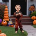 thumbnail image 4 of Family Matching Halloween Pajamas Set - 2 piece "I'm OKAY" Print Short Sleeved Top Pants Sleepwear Loungewear Set, Matching Halloween Pjs for Family Halloween Nights for 6 Months Pjs, 4 of 5