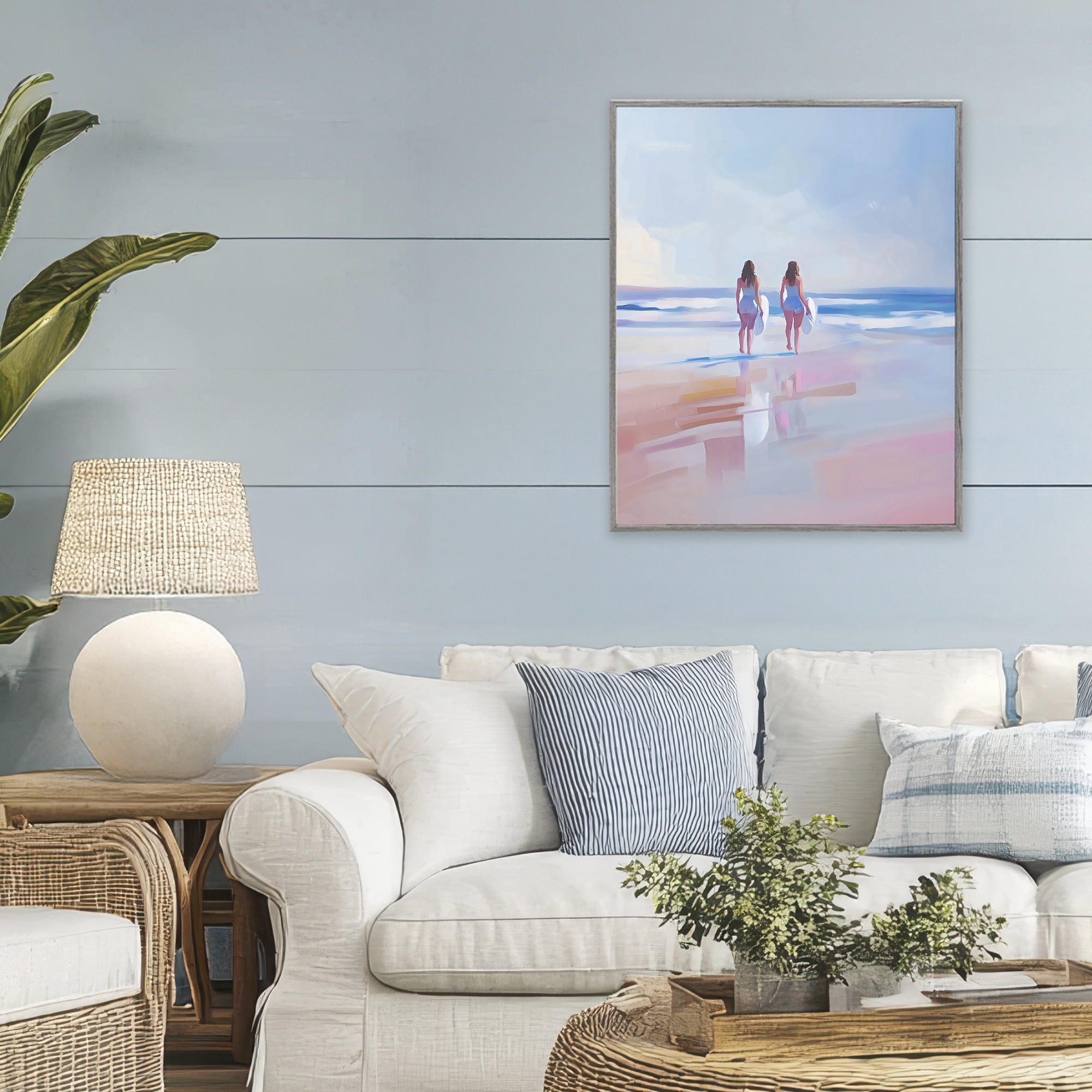 Stupell Industries Heading To Surf at Dawn Gray Framed Giclee Art, design by The Prints Vibe