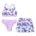 thumbnail image 3 of YONGHS Girls Printed Crop Tank Top with Skirts Bottoms 3 Piece Set Rash Guard Swimwear Bathing Suit Lavender 12, 3 of 6