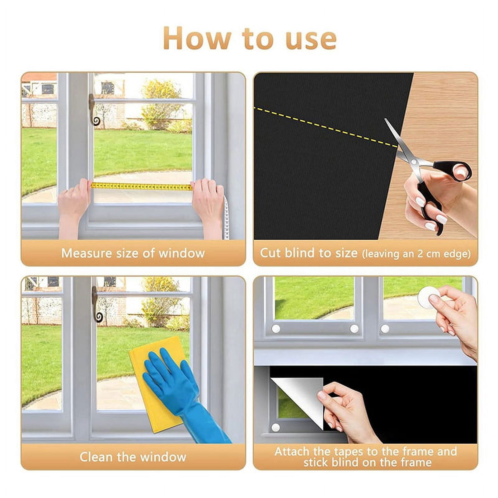 2X Portable Blackout Blind, Blackout Material 300X150cm Cut to Size Blackout Blinds Stick on Window for Bedroom