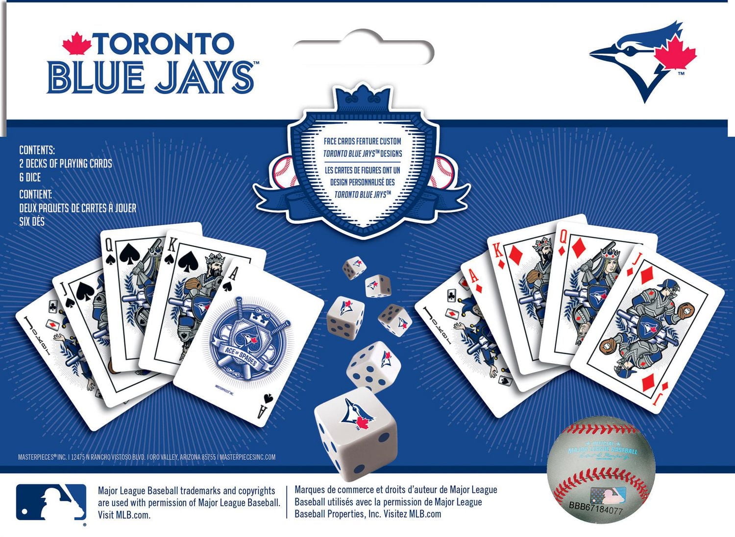 Masterpieces Puzzle Company Toronto Blue Jays Two Decks Of Playing Cards & Dice Set