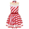 thumbnail image 5 of Yartina Womens Christmas Candy Cane Dance Dress Sleeveless Ballet Leotard Striped Sequin Tutu Dress Red XL, 5 of 7