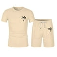 thumbnail image 3 of kamemir Mens 2 Piece Outfits Summer Men's Casual Short Sleeve T Shirts and Shorts Summer Beach Vacation 2 Piece Outfit Lounge Workout Sets(Khaki,L), 3 of 4