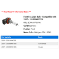 thumbnail image 2 of Front Fog Light Bulb - Compatible with 2007 - 2015 BMW 335i 2008 2009 2010 2011 2012 2013 2014, 2 of 2