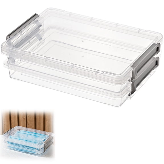 Kaireo Stackable Plastic Storage Containers with Lids , File Box Organizer Bins for Neat Home , School Supply & Scrapbook Storage