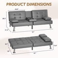 thumbnail image 7 of Vineego Modern Faux Leather Convertible Folding Futon Sofa Bed with 2 Cup Holders, Gray, 7 of 7