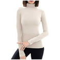 thumbnail image 2 of tarylea Womens Tops Long Sleeve Slim Fitted Undershirts High Neck Stretch Shirts Casual Comfy Cute Fall Dailywear Tops, 2 of 4