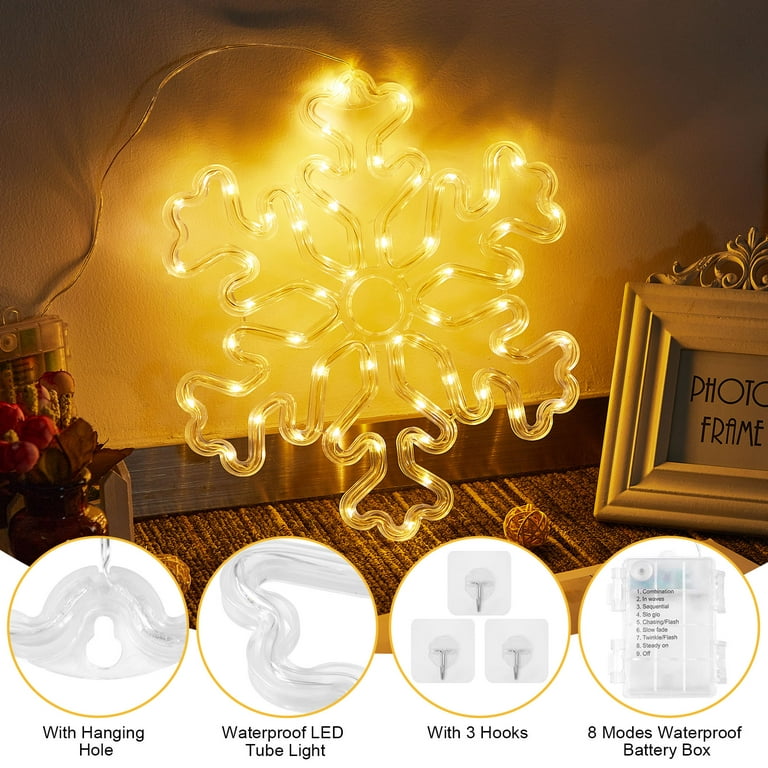 Dongpai Christmas Window Silhouette Lights, Battery Operated Hanging Christmas Window Light 8 Modes with Remote for Holiday Indoor Wall Door Glass