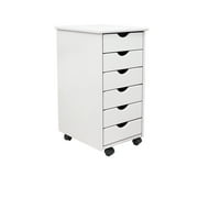 Adeptus Original Roll Cart, Solid Wood, 6 Drawer Roll Cart, White (13.4 L x 15.4 W x 25.4 H)