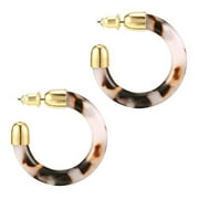 PAVOI 14K Gold Plated Sterling Silver Post Acrylic Hoop Earrings for Women | White/Brown