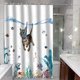 thumbnail image 4 of Cortina de ducha con diseño de gato divertido, tela impermeable con diseño de océano en azul verdoso, temática de gato divertida para decoración de baño, lavable a máquina, fibra de poliéster, 4 of 6