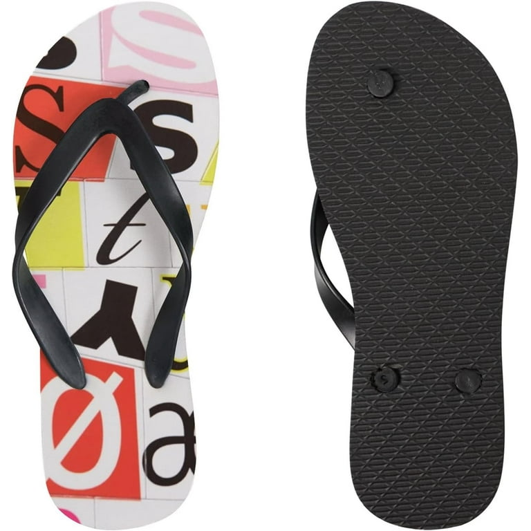 FREEAMG Women Flip Flops Slippers Patchwork Alphabet Letter Plaid Tartan Sandals for Beach Summer Shower Men Boy Girl Kid Walmart