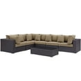 thumbnail image 1 of Modern Contemporary Urban Design Outdoor Patio Balcony Seven PCS Sectional Sofa Set, Brown, Rattan, 1 of 7