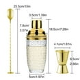 thumbnail image 2 of 3 Pcs Cocktail Shaker Set, Dingrich 13.5oz Glass Cocktail Shaker, Martini Shaker with Stainless Steel Lid & Strainer, Measuring Jigger & Mixing Spoon for Beginners (Gold), 2 of 8