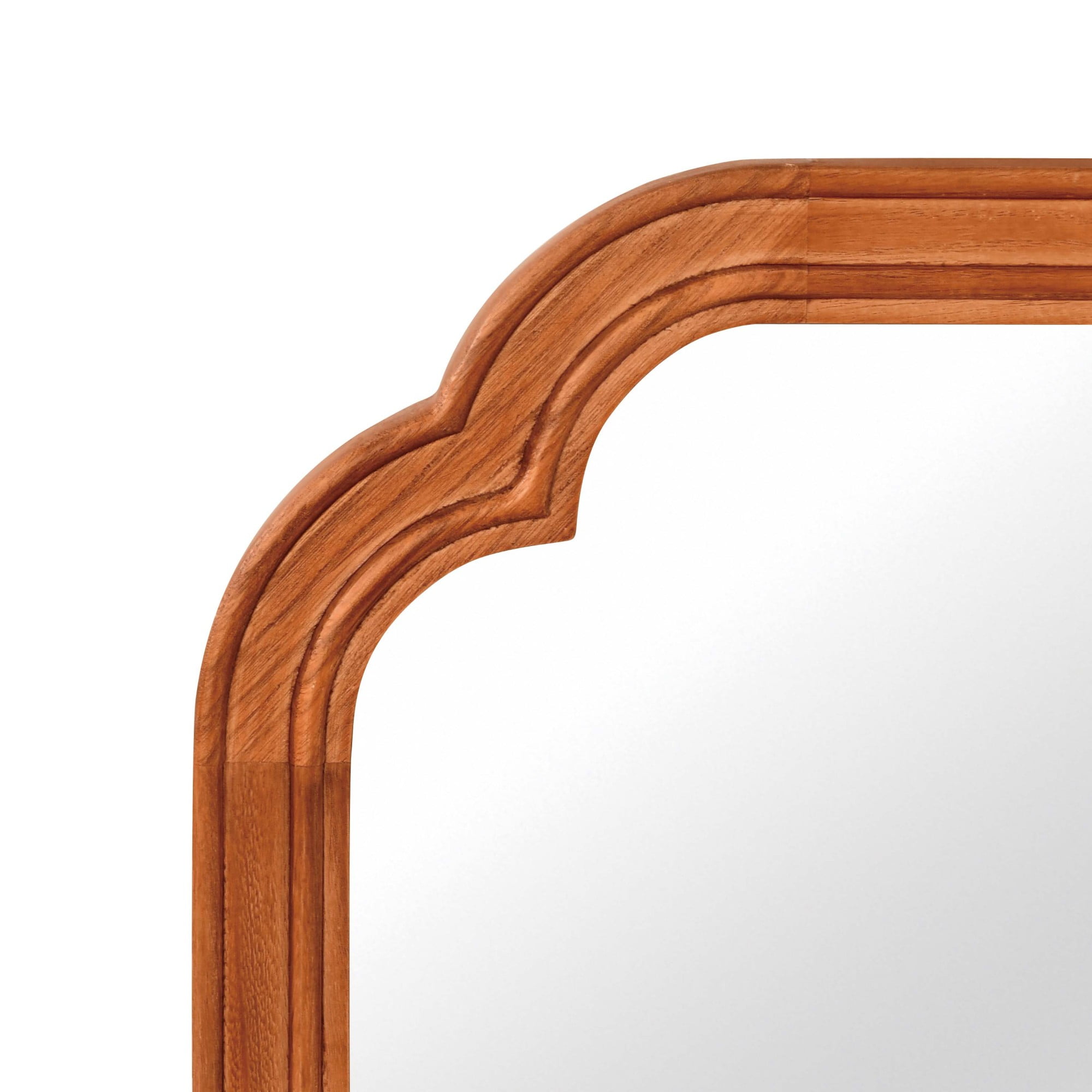 Jopath 24"x 36" Solid Wood Frame Rounded Corner Decorative Mirror, for Bedroom, Bathroom, Living Room, Entryway Yellowish Brown