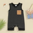 thumbnail image 2 of Bagilaanoe Newborn Baby Boys Summer Jumpsuit Shorts Striped Sleeveless Bodysuit 3M 6M 12M 18M Infant Casual One Piece Romper, 2 of 7