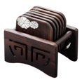 thumbnail image 1 of Ébène Rond Carré en Bois de Style Chinois Thé Accessoires Mis un, 1 of 5
