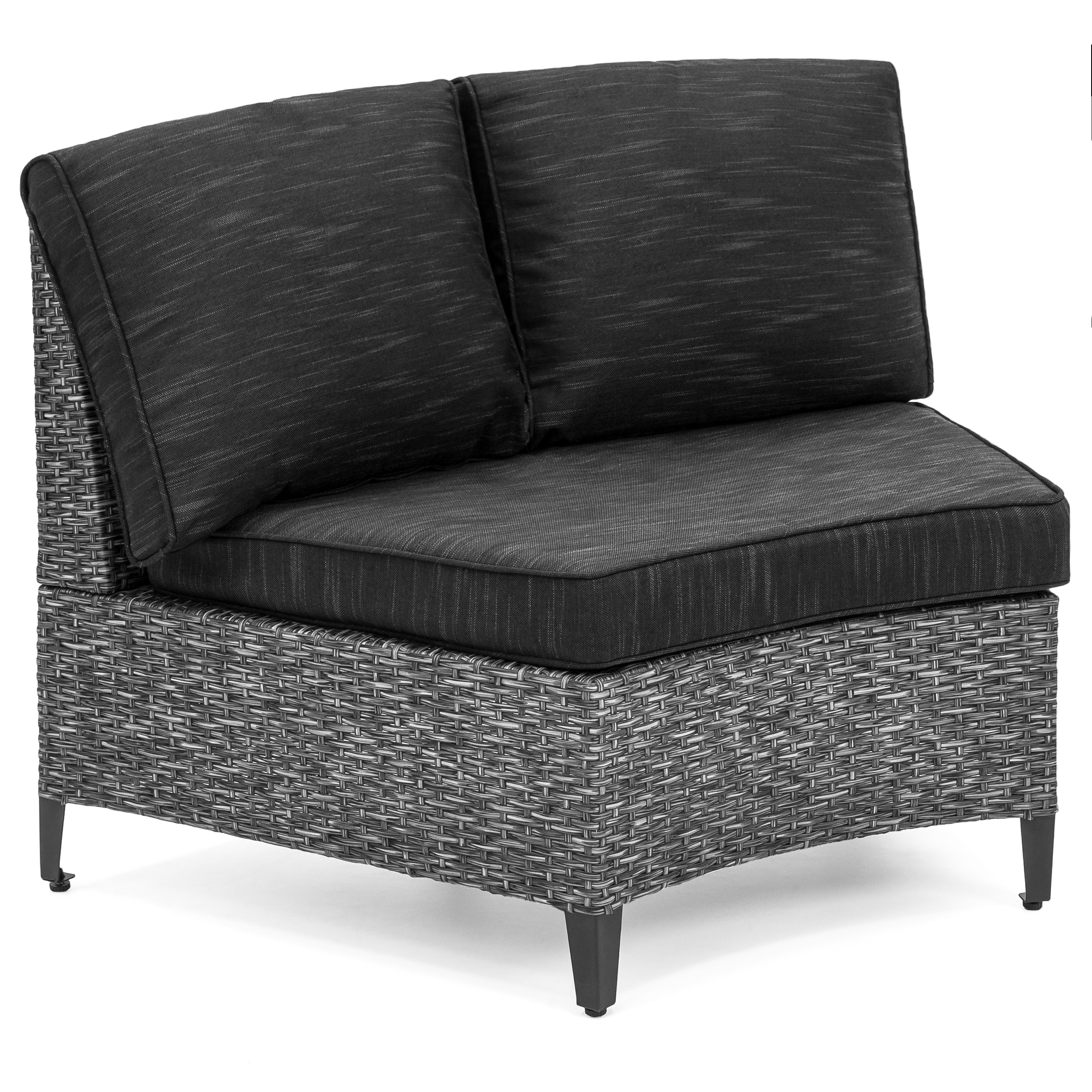 Best Choice Products 5 Piece Modern Outdoor Wicker Patio Semi Circle Sectional Sofa Set With Black Cushions Walmart Com Walmart Com