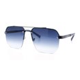 thumbnail image 3 of Mens Luxury Large Rectangle Designer Rimless Metal Rim Mogul Sunglasses Gunmetal Blue - Navy, 3 of 5