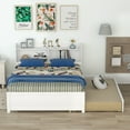 thumbnail image 2 of Bellemave Full Bed with Twin Trundle and Bookcase Headboard, Wooden Full Size Platform Bed with Storage Shelves for Bedroom(White), 2 of 8