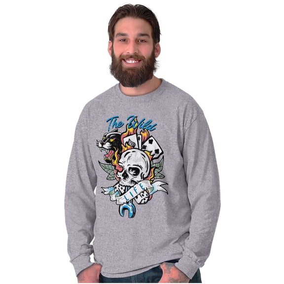 The Wild Life Skull Panther Tattoo Plus Size Long Sleeve Graphic Tee Shirt Brisco Brands 2X