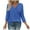 Blue, variant on Womens 3/4 Sleeve Tops Plus Size V Neck Cotton Solid Color Shirt Fashion Casual Loose Fit Soft Blouses Tshirt (Pink 2XL)