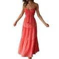 thumbnail image 1 of Gupgi Robe Longue Plissée pour Femmes à Bretelles Spaghetti, Décolleté Plongeant, Robes Fluides, Robe de Plage, 1 of 8