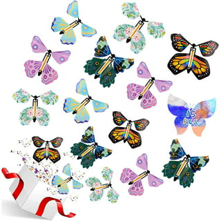 15 Pieces Wind up Butterfly Magic Flying Butterfly Flying Butterflies for  Explosion Box Card Insert Rubber Band Butterfly Toy for Gift Box, Card